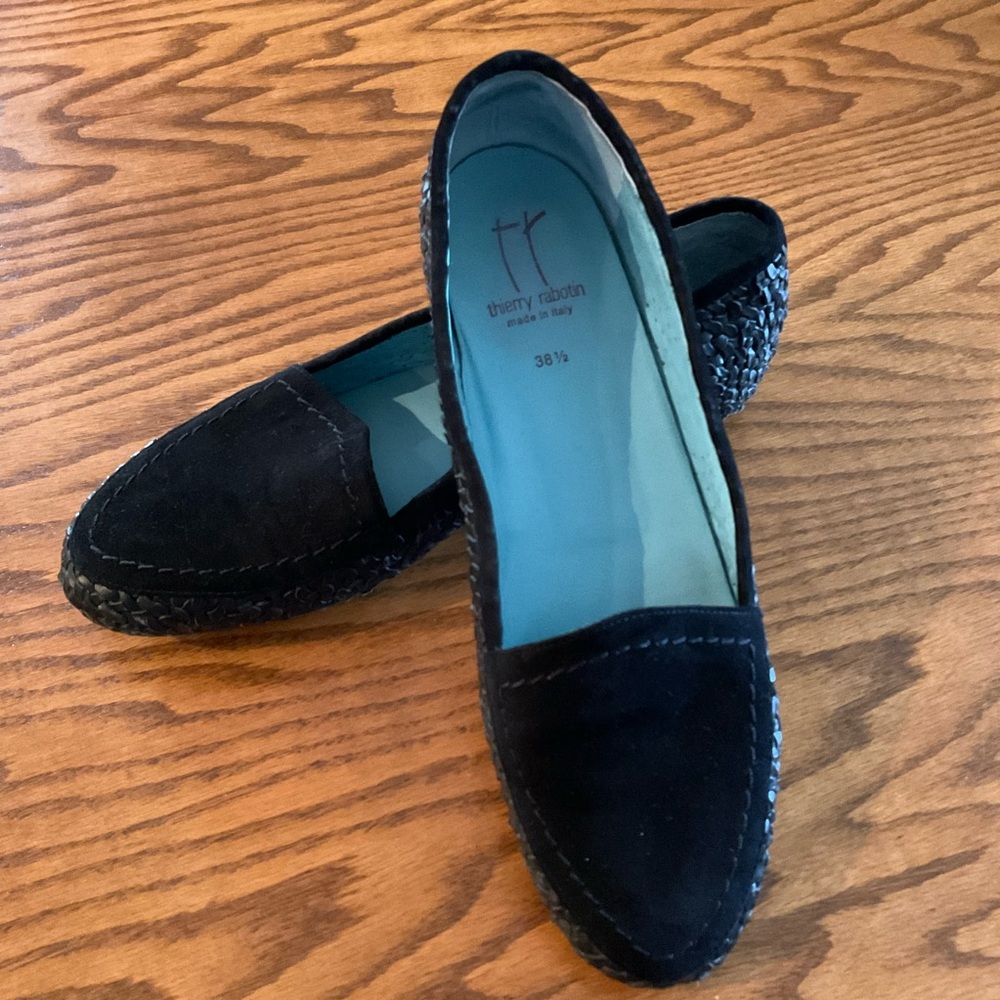 Thierry Rabotin Black Suede/Leather, Sacchetto Technique Loafers, Sz 8.5